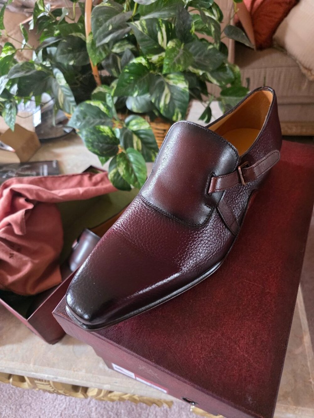 Mezlan Milani Burgundy Deerskin & Calfskin Loafers Handmade